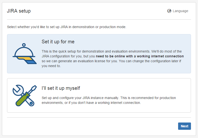 Jira Setup Screen