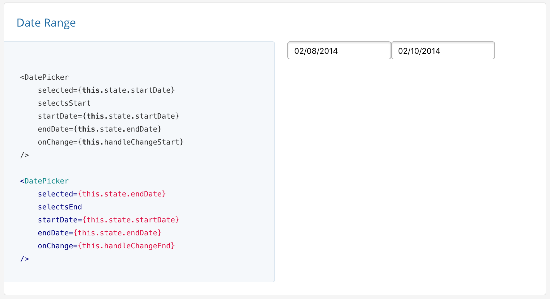 React Datepicker Demo